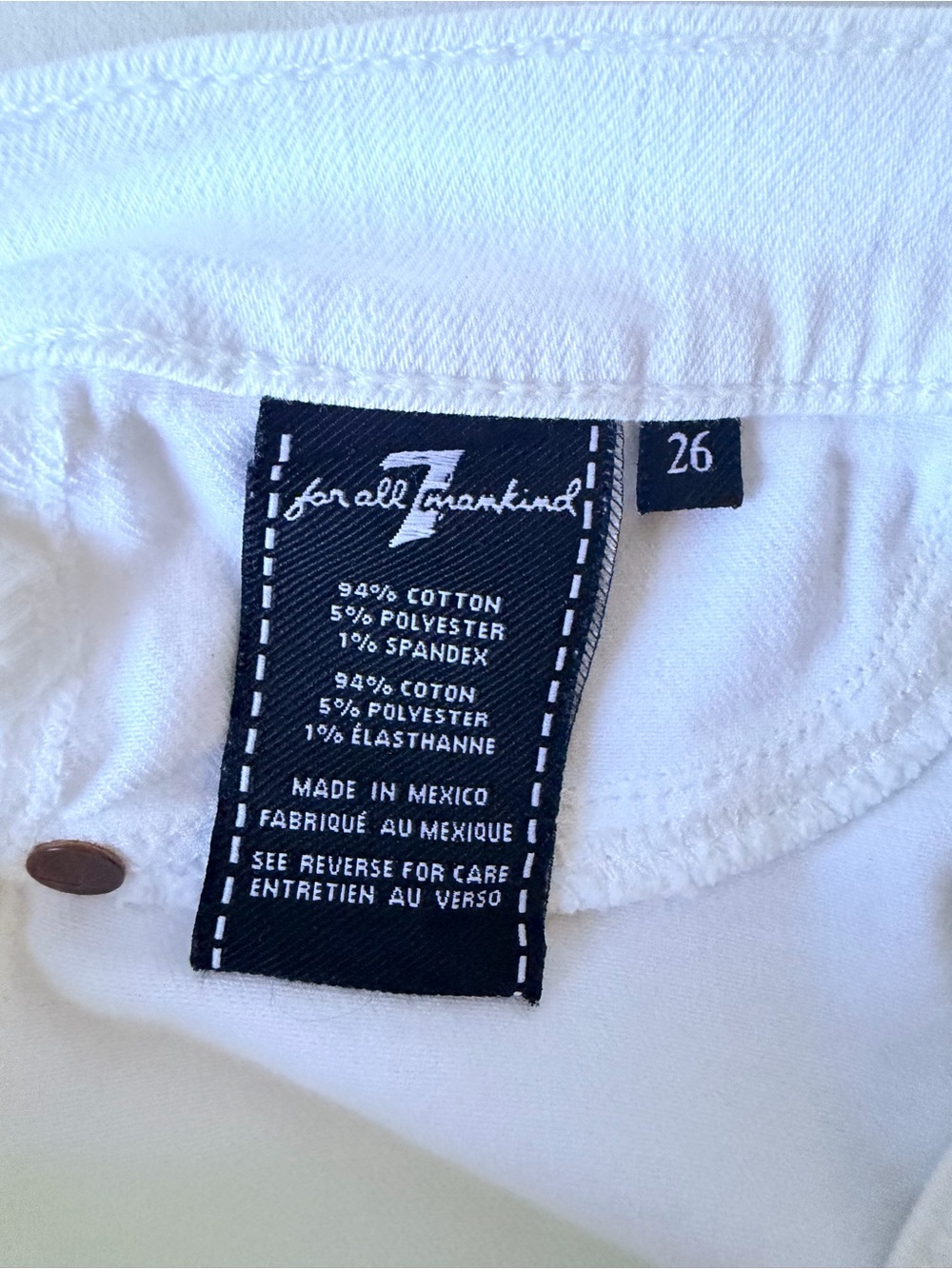 7 For All Mankind White Floral Embroidered Skinny Jeans Women Size 26 - Picture 8 of 8